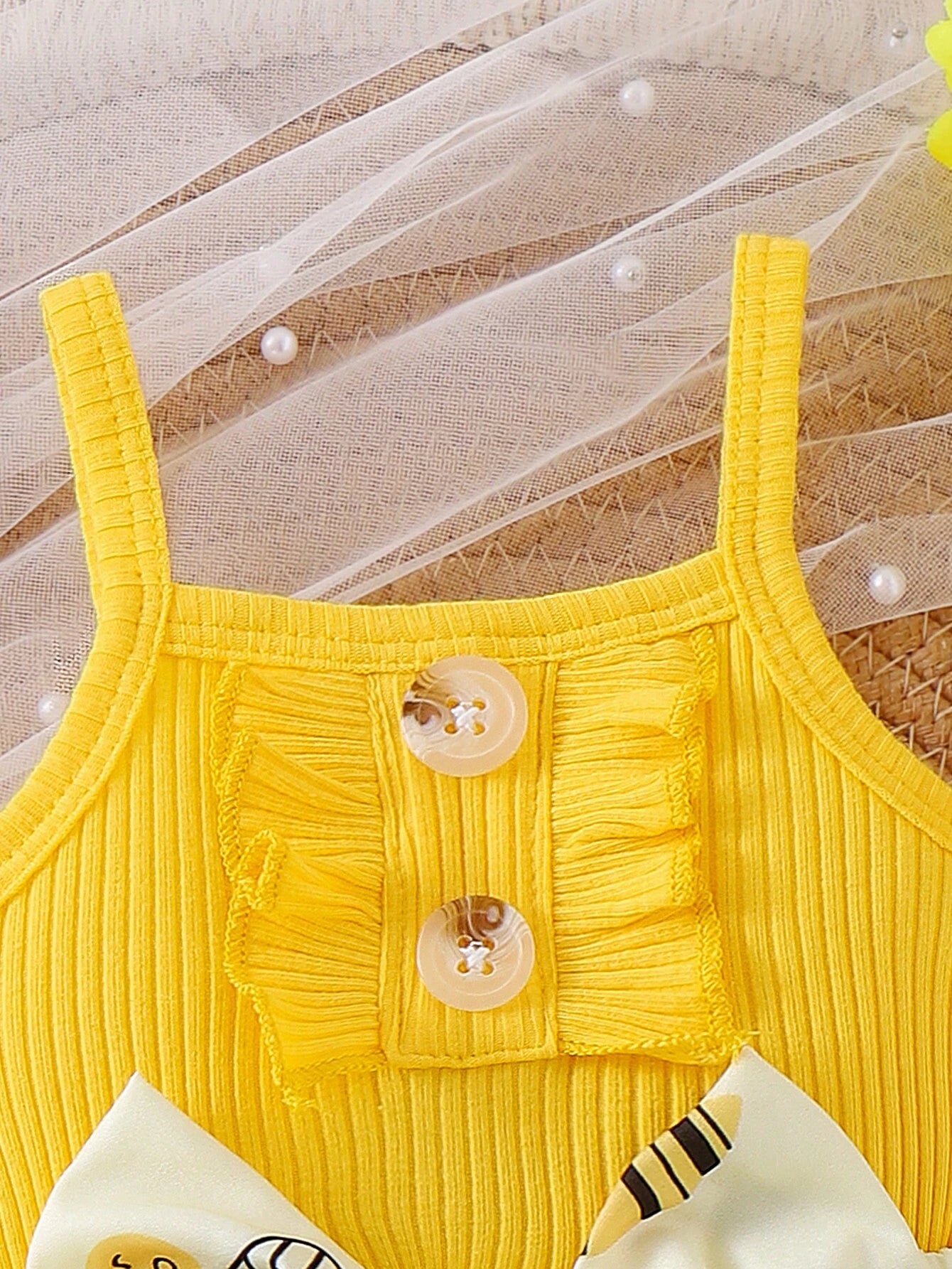 Baby Girls Bee Print Ribbed Bodysuit & Tiered Skirt Set - Buttercup...