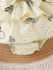 Baby Girls Bee Print Ribbed Bodysuit & Tiered Skirt Set - Buttercup...