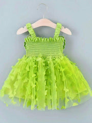Girls 3D Butterfly Tulle Smocked Cami Dress - Chartreuse | 21 Centu...