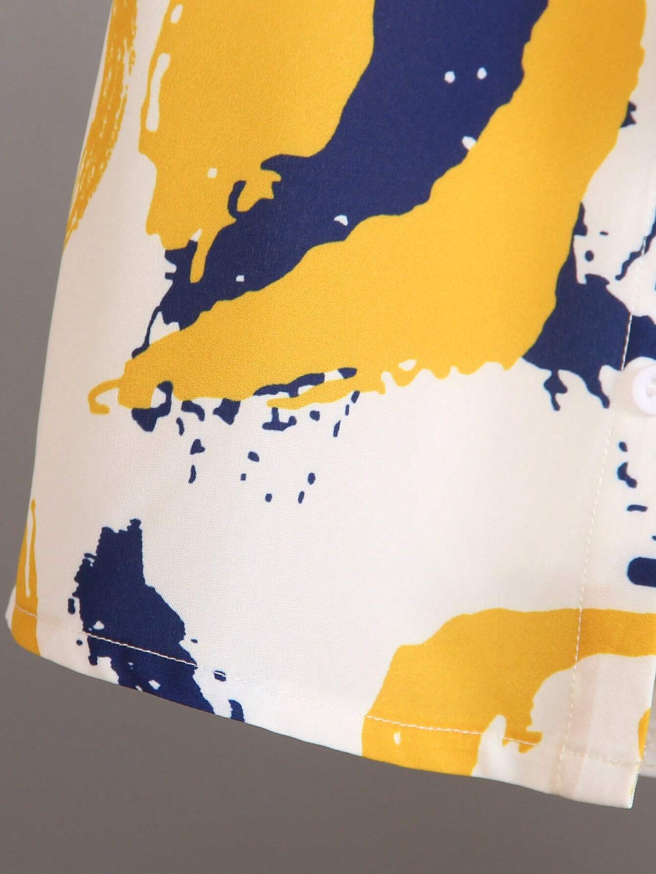 2pcs Little Boys Abstract Print Shirt & Shorts Set - Saffron