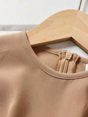 Girls Monogram Bow Detail A-Line Short Sleeve Dress - Latte | 21 Ce...