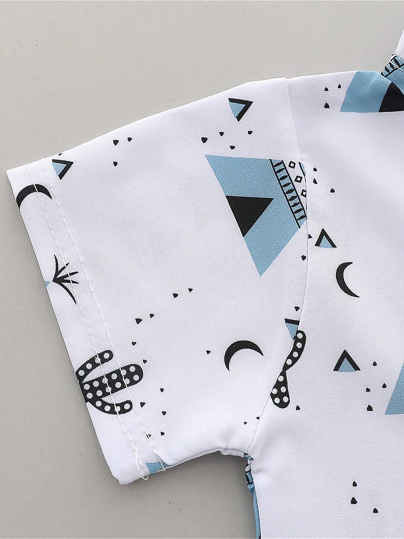 2pcs Boys Tepee Print Mandarin Collar Shirt & Shorts Set - Ivory | ...