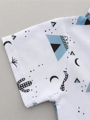 2pcs Boys Tepee Print Mandarin Collar Shirt & Shorts Set - Ivory | ...