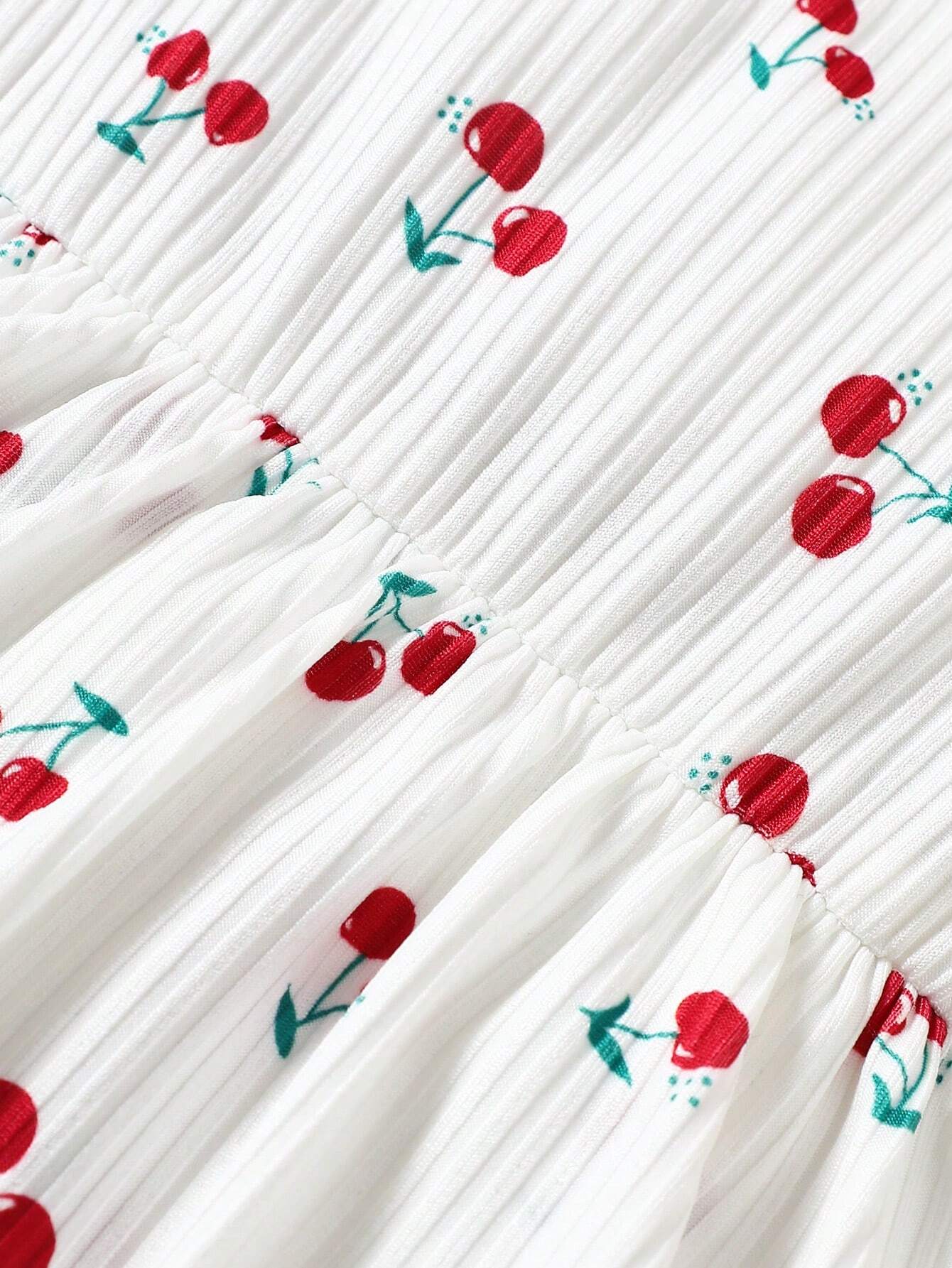 2pcs Baby Girls Cherry Print Romper & Bow Headband - Ivory | 21 Cen...