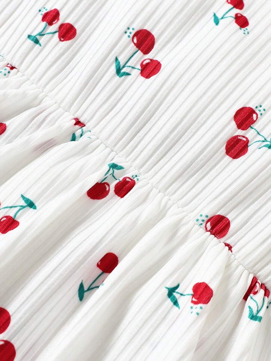 2pcs Baby Girls Cherry Print Romper & Bow Headband - Ivory | 21 Cen...