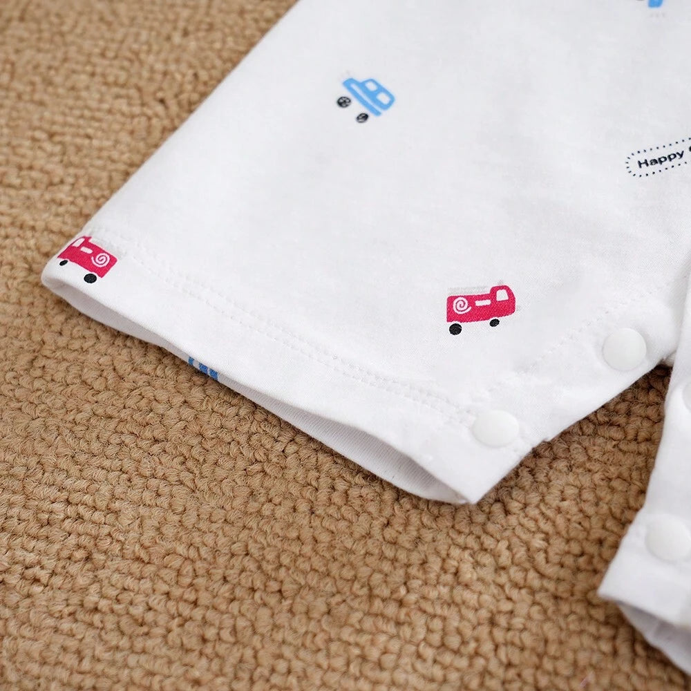 Baby Boys Car Print Collar Romper - Ivory