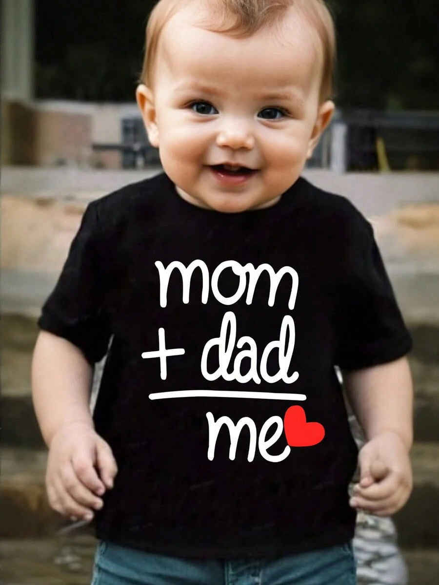 Boys Mom + Dad Slogan Print Crew Neck Tee - Onyx | 21 Century Kids