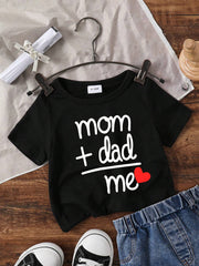 Boys Mom + Dad Slogan Print Crew Neck Tee - Onyx | 21 Century Kids