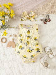 Girls Bee Print Sleeveless Snap-Crotch Bodysuit - Buttercup | 21 Ce...