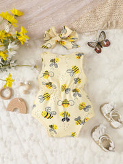 Girls Bee Print Sleeveless Snap-Crotch Bodysuit - Buttercup | 21 Ce...
