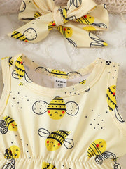 Girls Bee Print Sleeveless Snap-Crotch Bodysuit - Buttercup | 21 Ce...