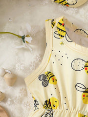 Girls Bee Print Sleeveless Snap-Crotch Bodysuit - Buttercup | 21 Ce...