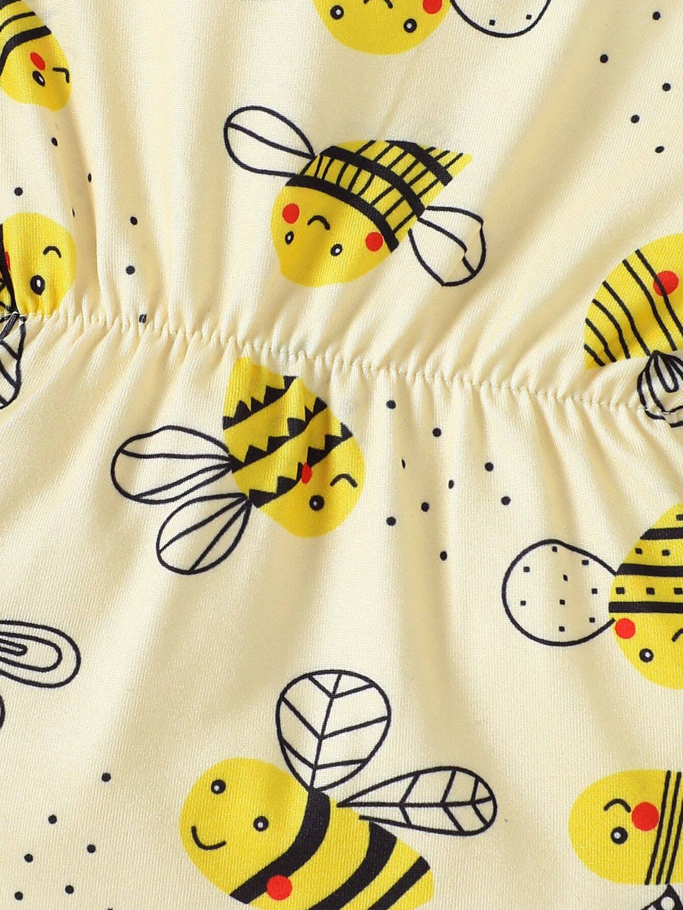 Girls Bee Print Sleeveless Snap-Crotch Bodysuit - Buttercup | 21 Ce...