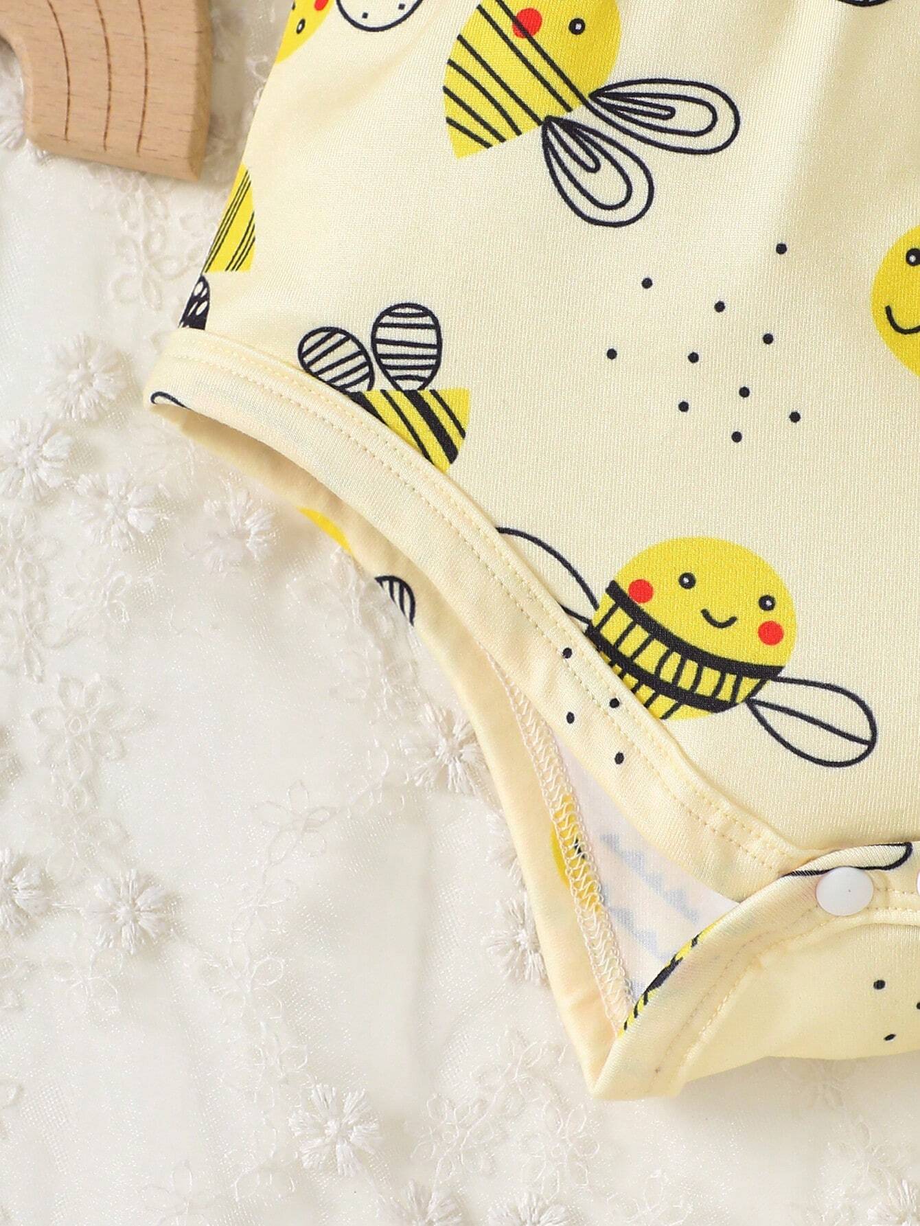 Girls Bee Print Sleeveless Snap-Crotch Bodysuit - Buttercup | 21 Ce...