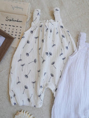 Baby Girls Dandelion Print Muslin Sleeveless Romper - Ivory