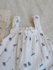 Baby Girls Dandelion Print Muslin Sleeveless Romper - Ivory