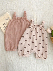 Baby Girls Rainbow Print Spaghetti Strap Romper - Blush