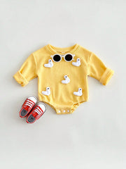 Baby Boys Duck Patched Long Sleeve Bodysuit - Buttercup