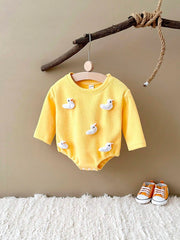 Baby Boys Duck Patched Long Sleeve Bodysuit - Buttercup