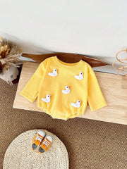 Baby Boys Duck Patched Long Sleeve Bodysuit - Buttercup