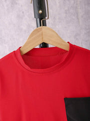 2pcs Boys Cargo Pocket Tee & Shorts Set - Crimson