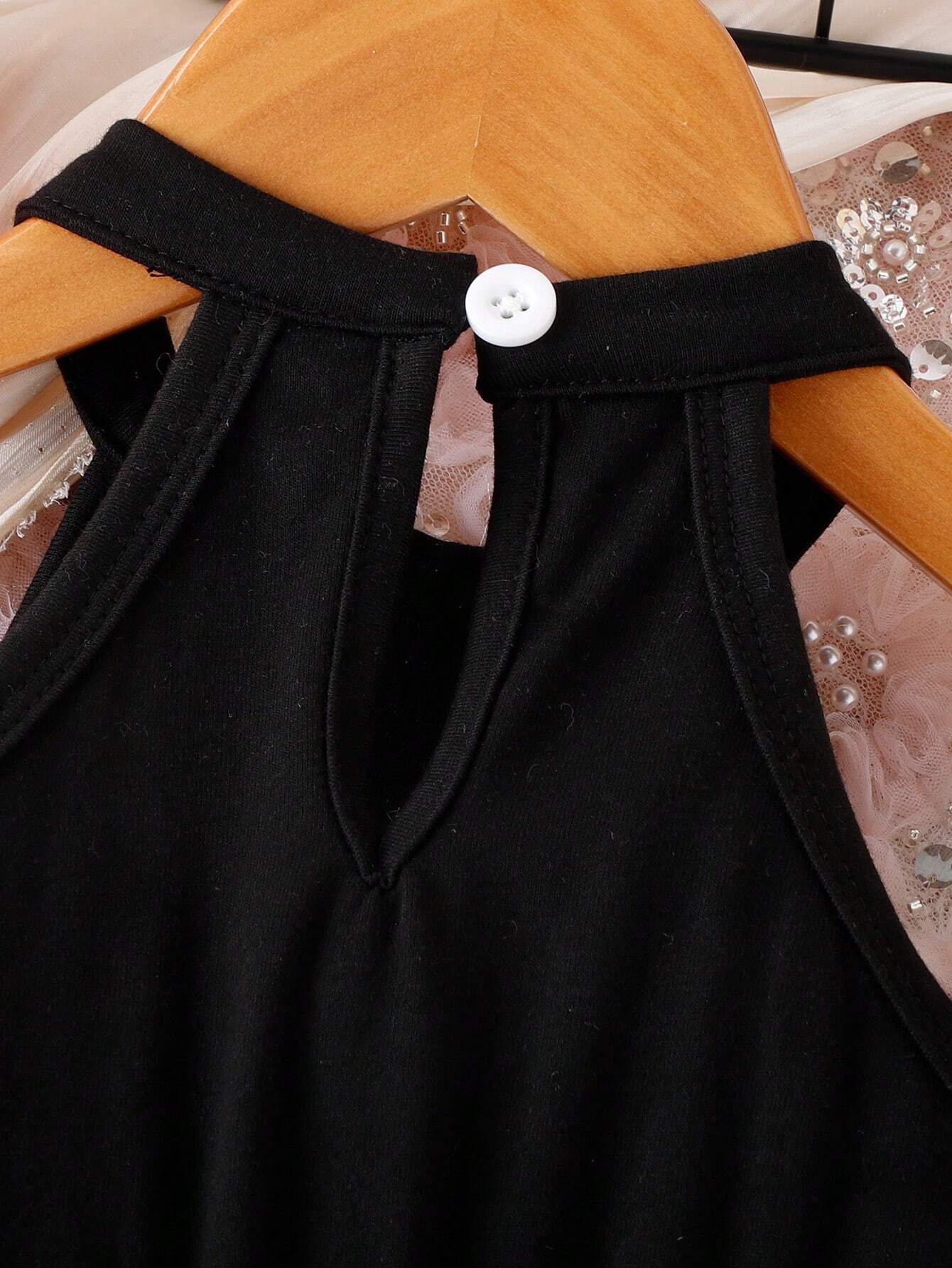 Girls Halter Neck Ombré Pleated A-Line Dress - Onyx | 21 Century Kids
