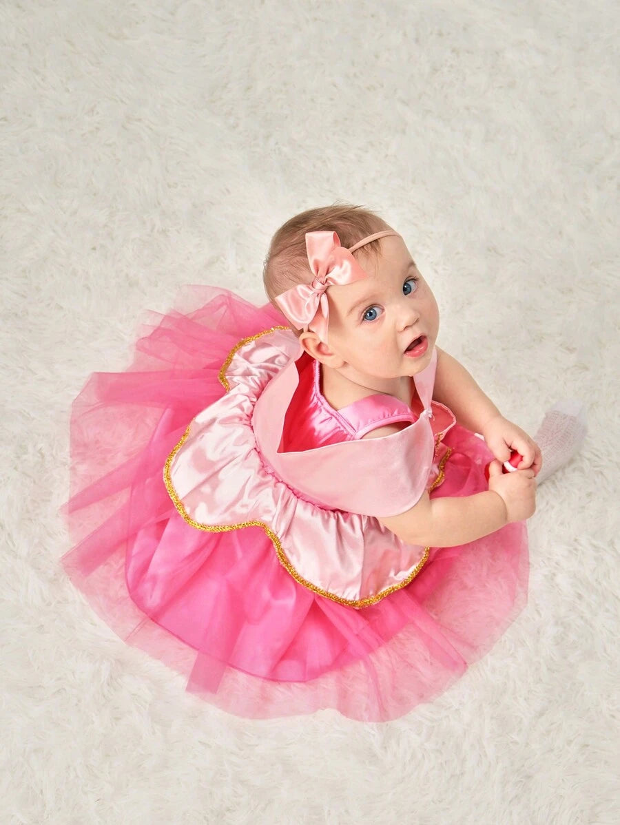 Baby Girls Princess Tutu Ruffle Mesh Dress - Rose