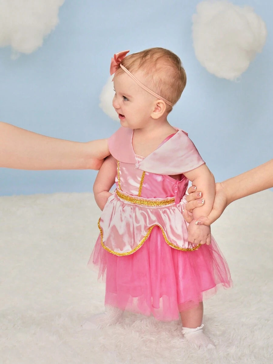Baby Girls Princess Tutu Ruffle Mesh Dress - Rose