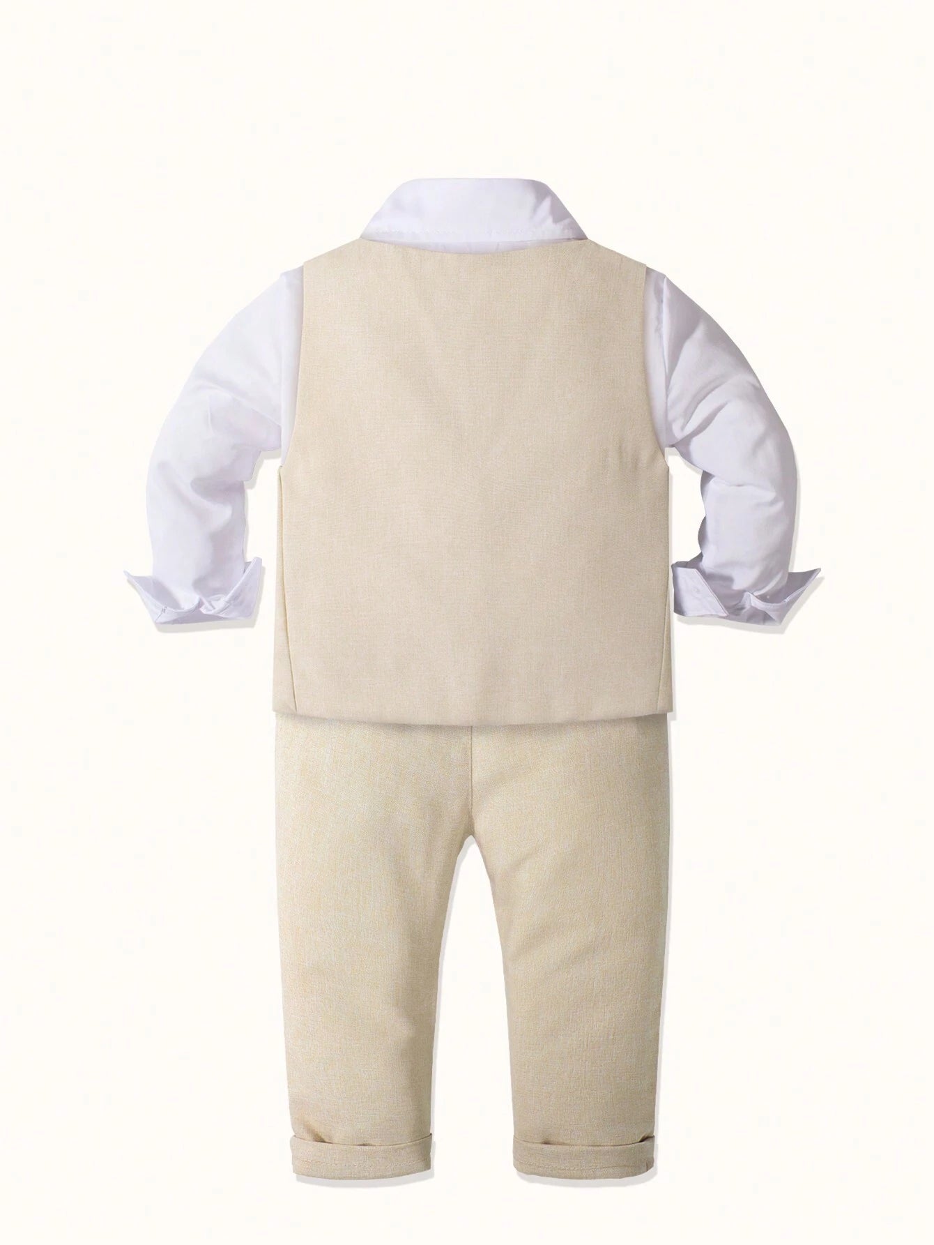 4pcs Boys Waistcoat Dress Shirt & Trousers Formal Set - Champagne