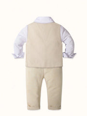 4pcs Boys Waistcoat Dress Shirt & Trousers Formal Set - Champagne