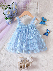 Girls 3D Butterfly Appliqué Tulle Cami Dress - Periwinkle | 21 Cent...
