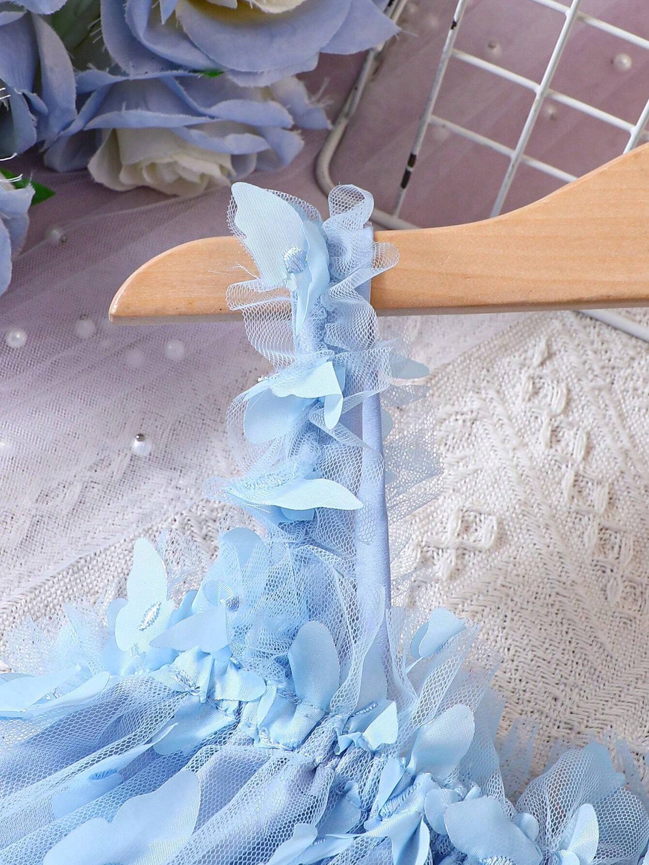 Girls 3D Butterfly Appliqué Tulle Cami Dress - Periwinkle | 21 Cent...