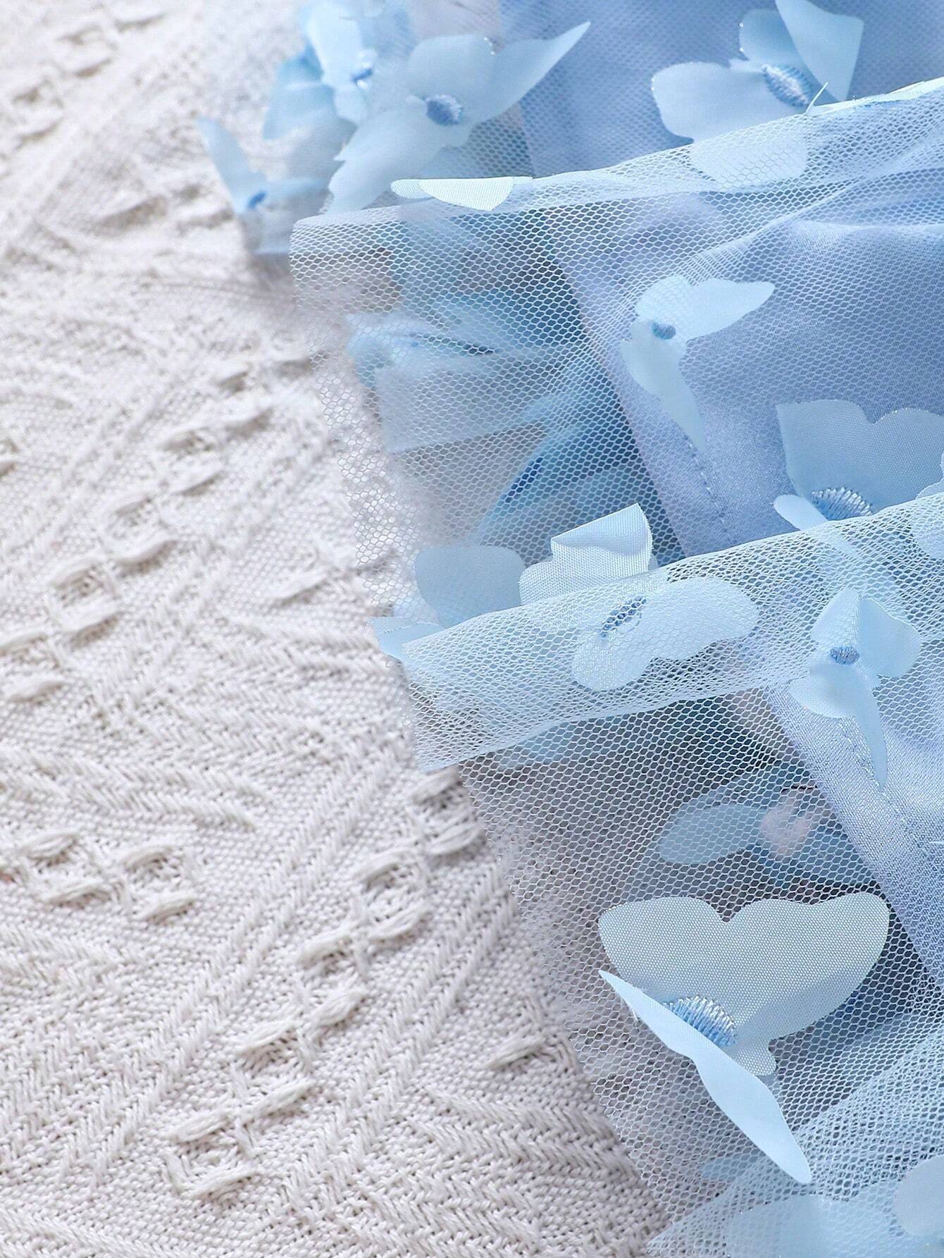 Girls 3D Butterfly Appliqué Tulle Cami Dress - Periwinkle | 21 Cent...