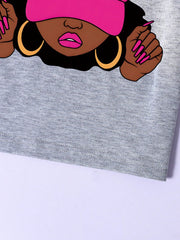 Girls 'Periodt' Graphic Tee & Shorts Set - Slate