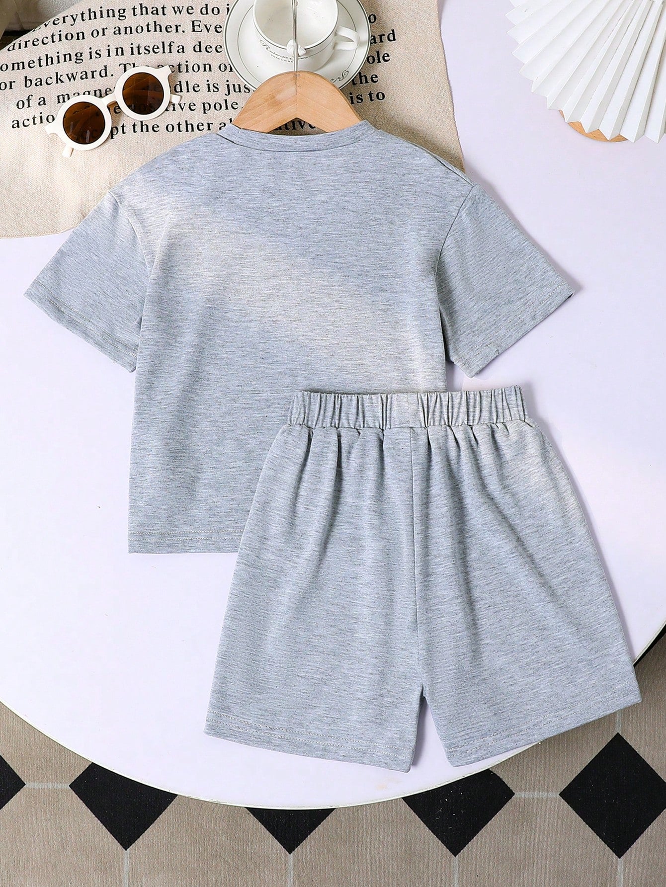 Girls 'Periodt' Graphic Tee & Shorts Set - Slate