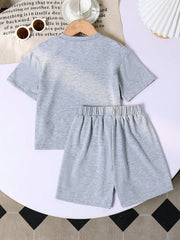 Girls 'Periodt' Graphic Tee & Shorts Set - Slate