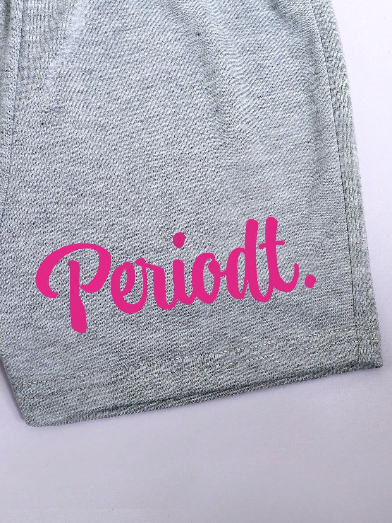 Girls 'Periodt' Graphic Tee & Shorts Set - Slate