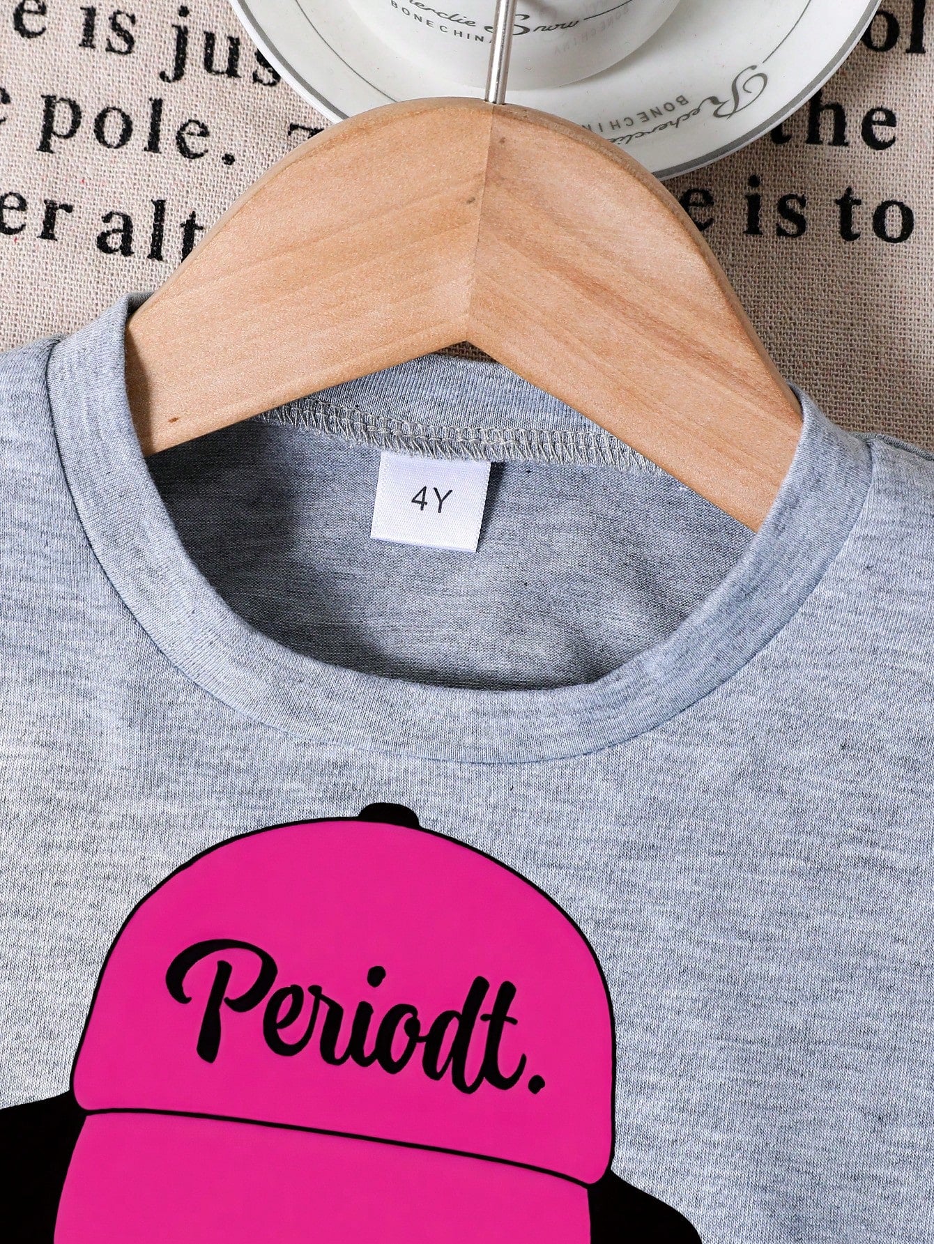 Girls 'Periodt' Graphic Tee & Shorts Set - Slate