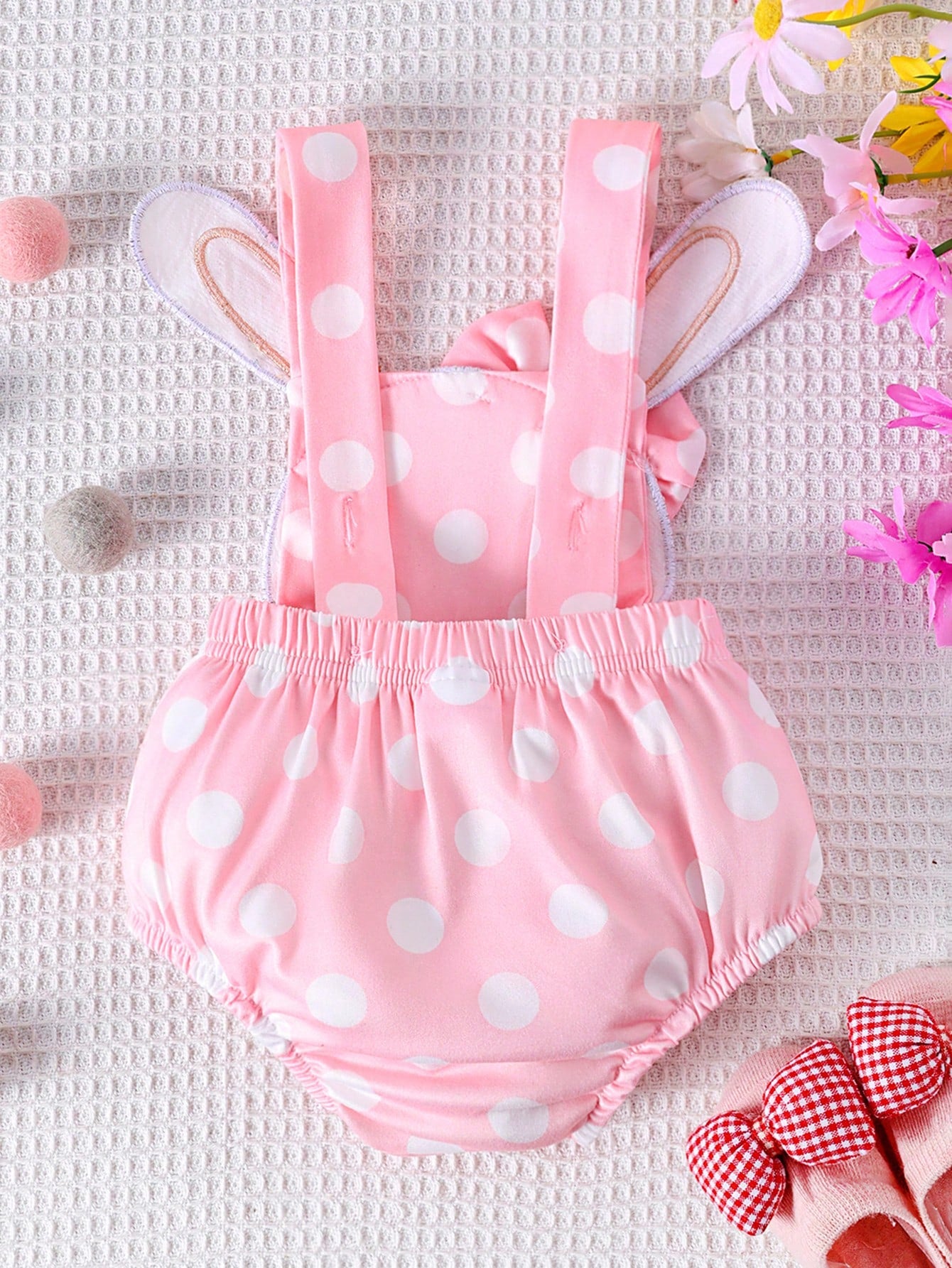 Baby Girls Bunny Appliqué Polka Dot Bubble Romper - Blush | 21 Cent...