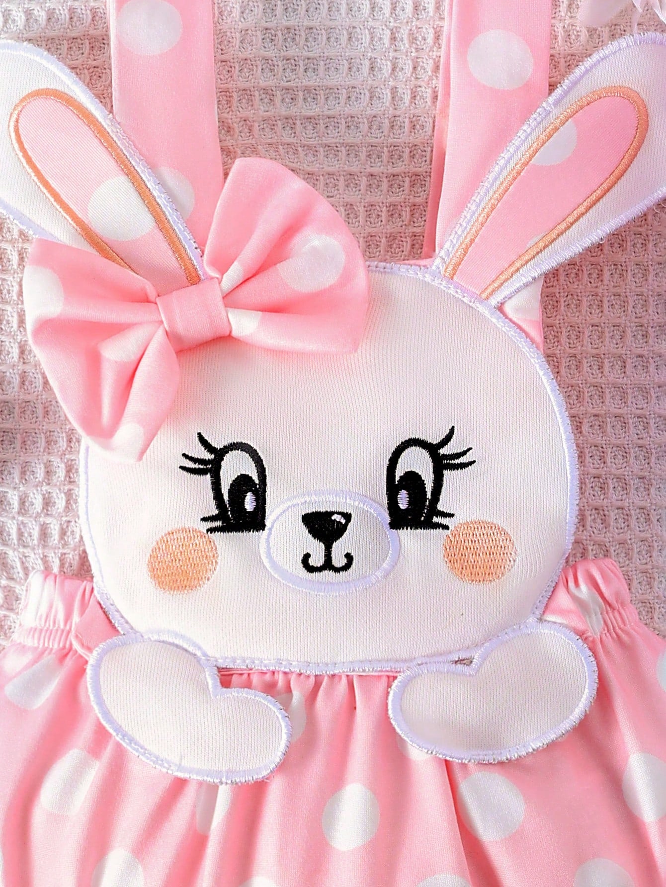 Baby Girls Bunny Appliqué Polka Dot Bubble Romper - Blush | 21 Cent...