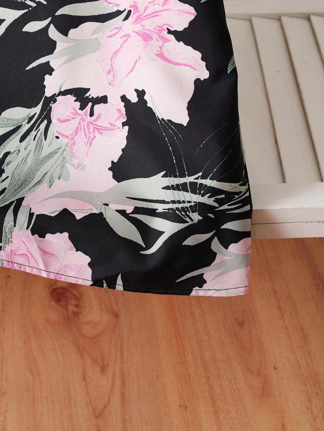 Little Girls Floral Print Lace Trim Tunic Dress - Onyx | 21 Century...
