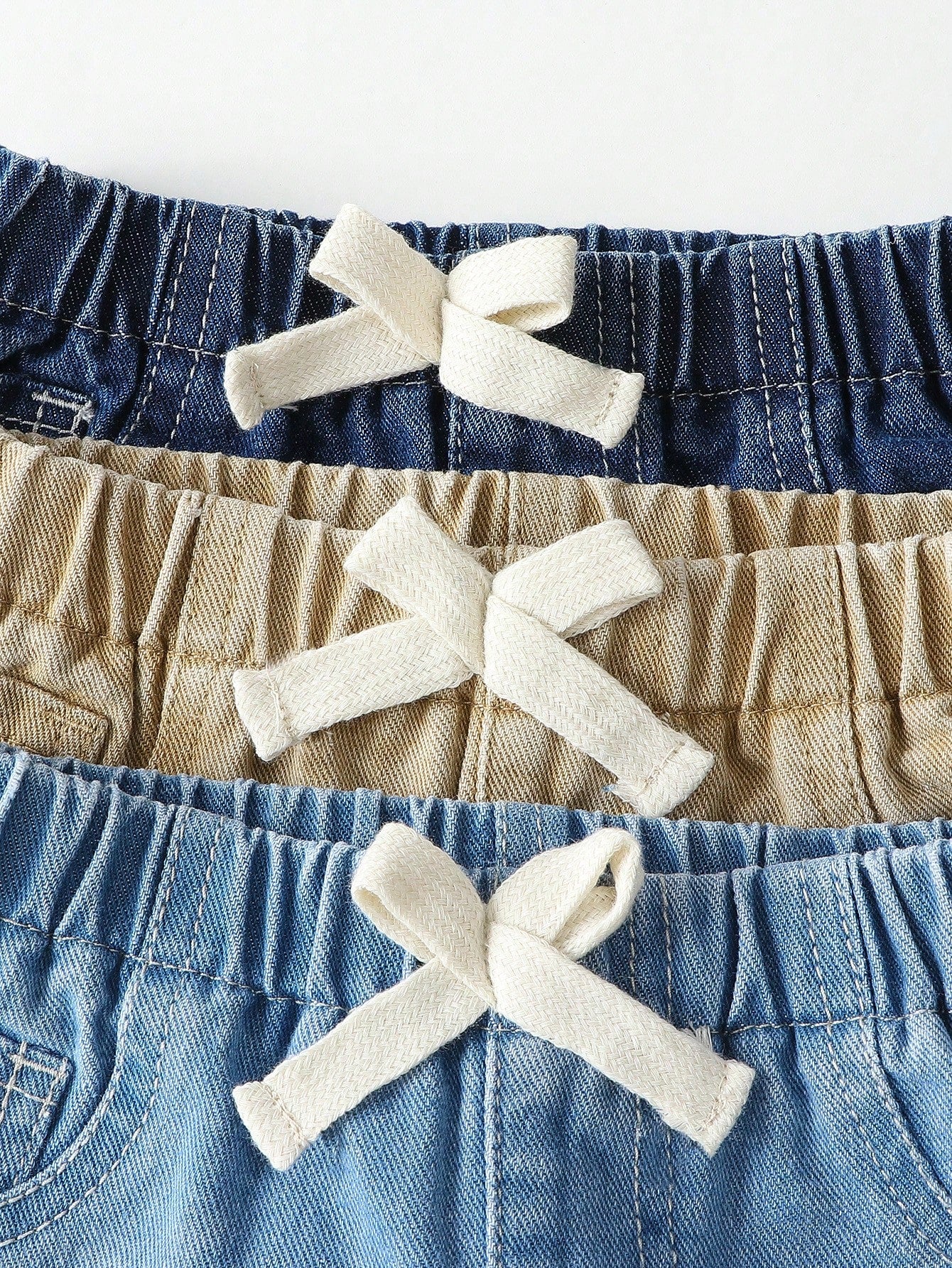 3pcs Boys Drawstring Waist Cuffed Denim Shorts Set - Indigo | 21 Ce...
