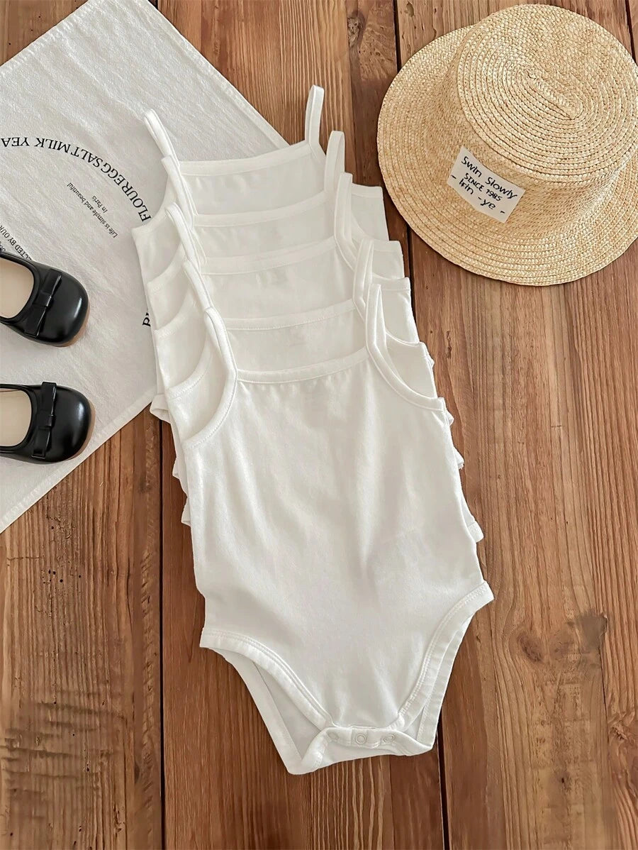 Girls Spaghetti Strap Ruffle Snap-Crotch Bodysuit - Ivory