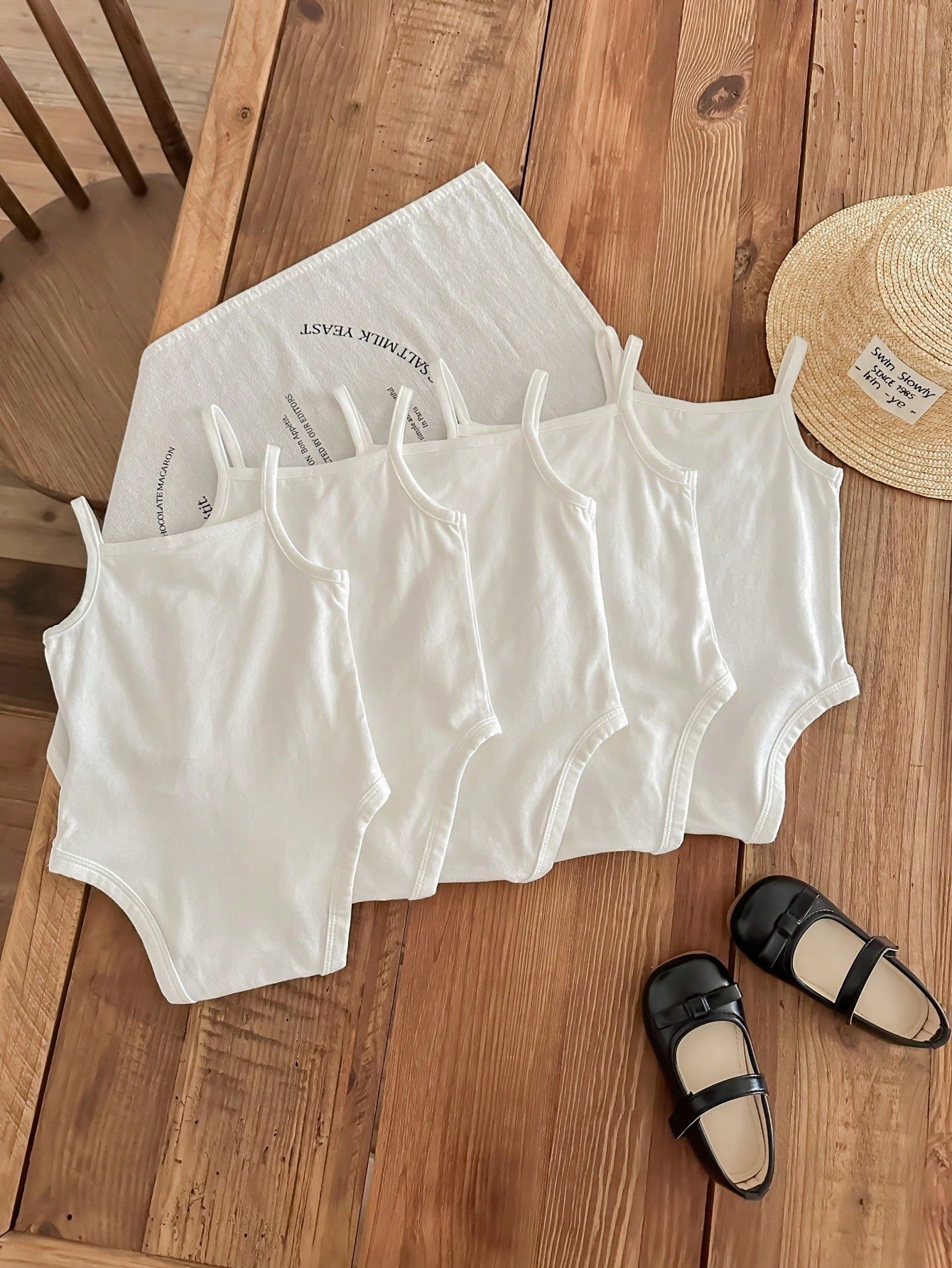 Girls Spaghetti Strap Ruffle Snap-Crotch Bodysuit - Ivory