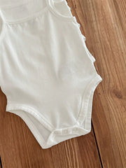 Girls Spaghetti Strap Ruffle Snap-Crotch Bodysuit - Ivory