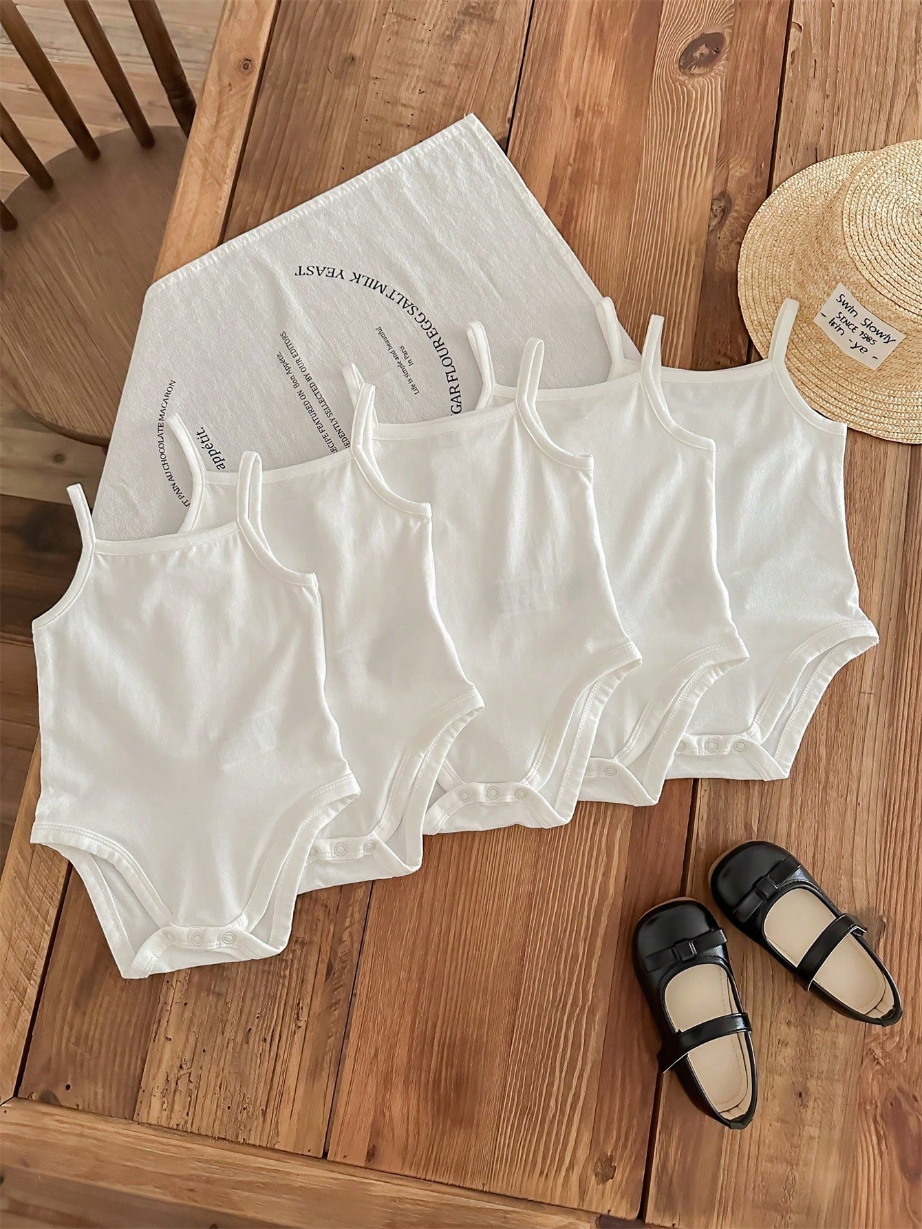 Girls Spaghetti Strap Ruffle Snap-Crotch Bodysuit - Ivory