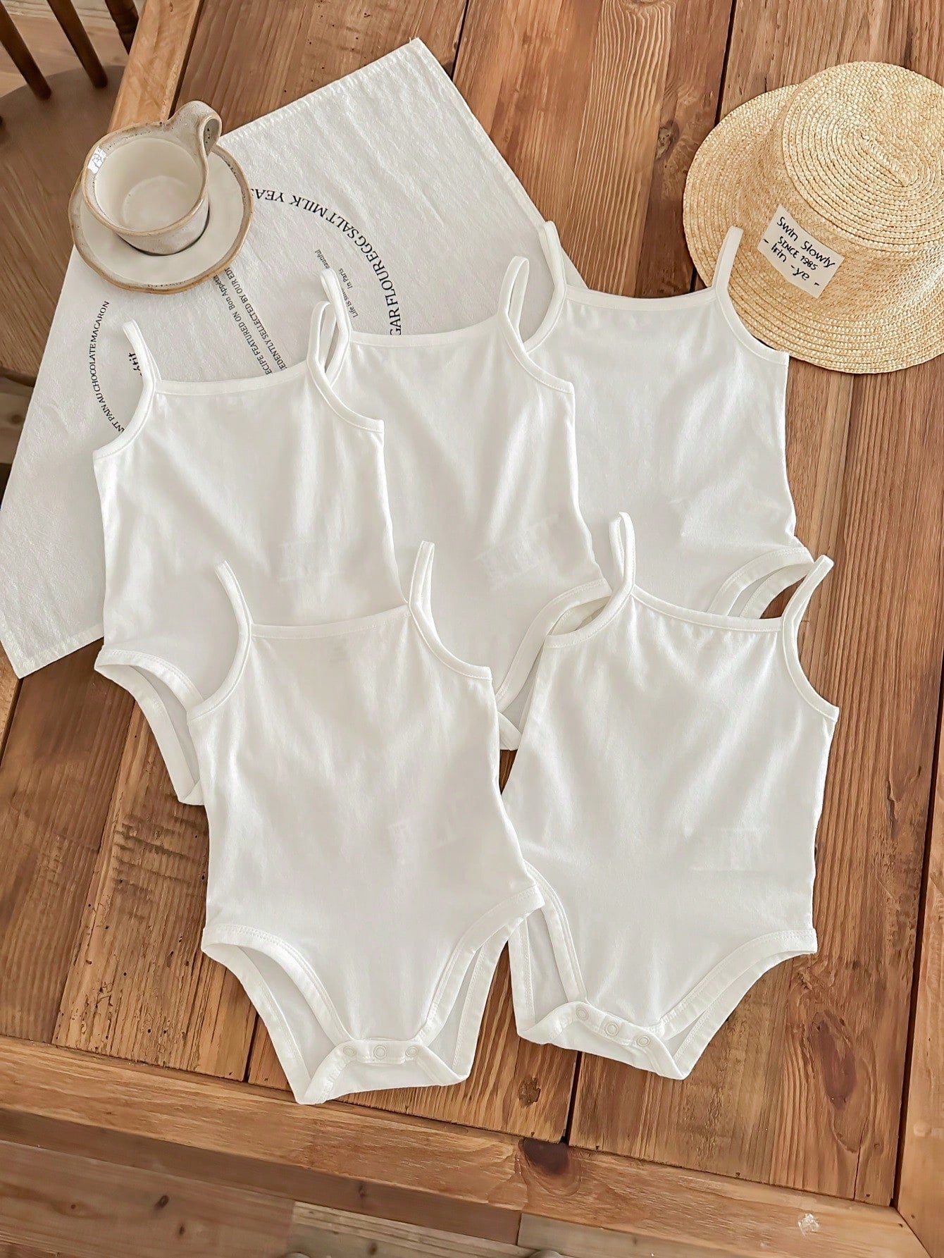 Girls Spaghetti Strap Ruffle Snap-Crotch Bodysuit - Ivory