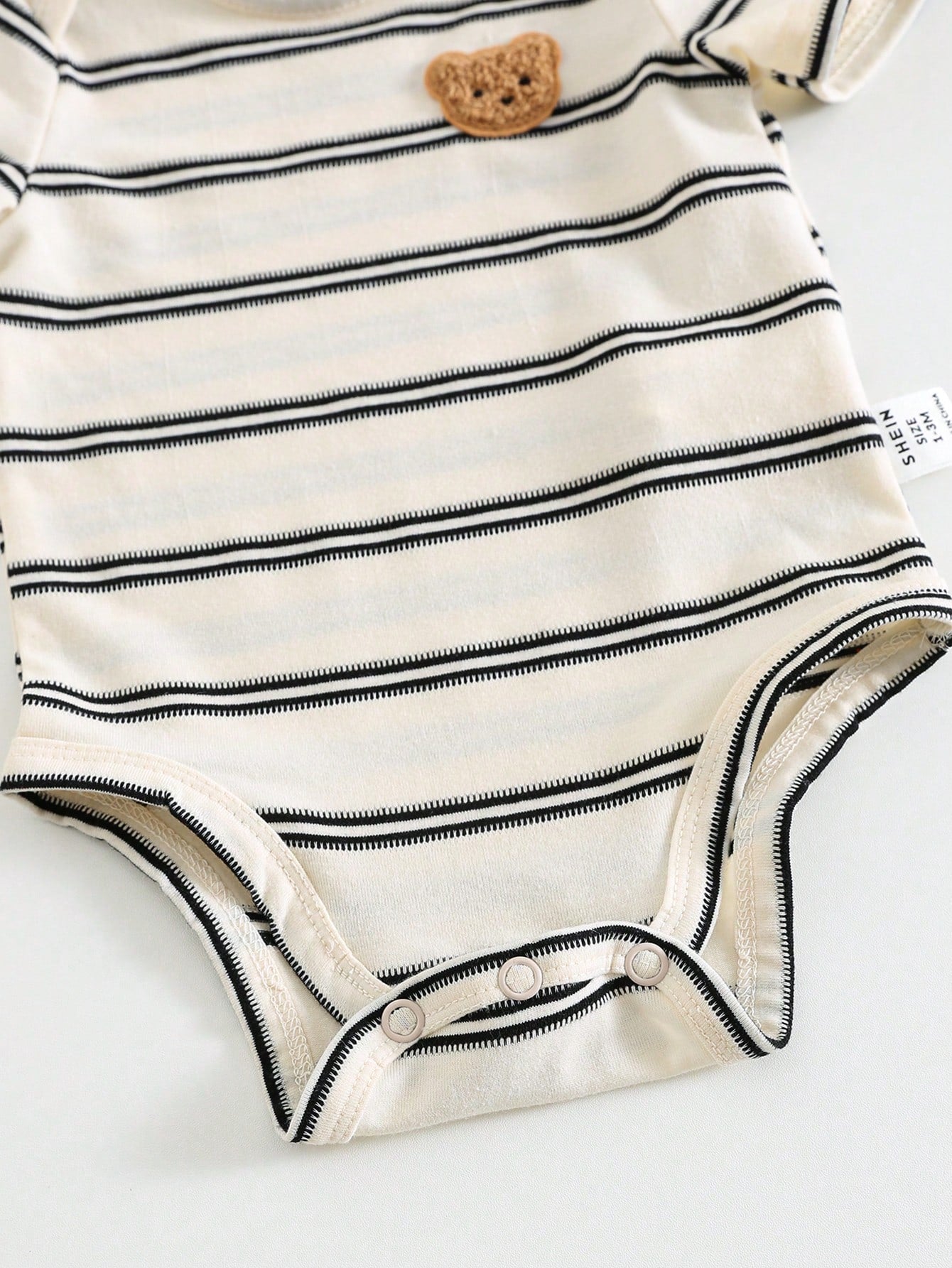 Boys Bear Patch Striped & Solid Bodysuit 3-Pack - Isabelline