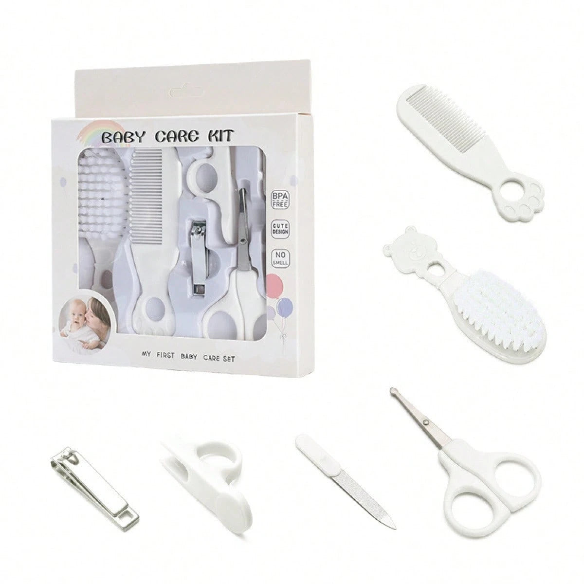 6pcs Baby Boys Grooming & Nail Care Kit - Ivory | 21 Century Kids
