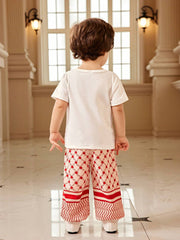 3pcs Boys Anime Print Tee, Wide-Leg Pants & Cap Set - Isabelline | ...